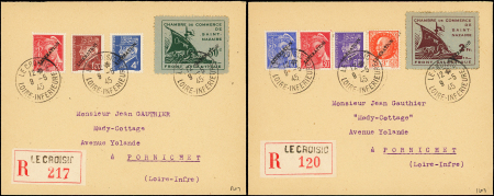 N°8/9 + 3 Mercure et 4 Pétain surchargés LIBERATION,