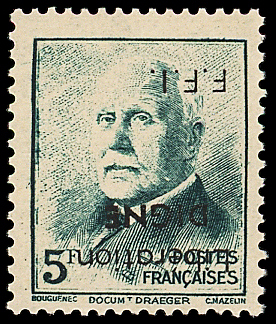 DIGNE N°12 5f bleu-vert, surcharge RENVERSEE, neuf