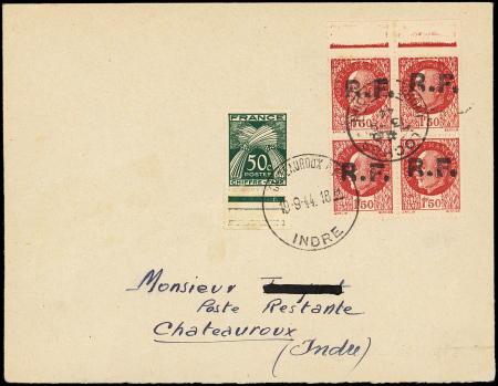 LOCHES N°13 1f50 brun-rouge, BLOC de 4 bdf obl. LOCHES