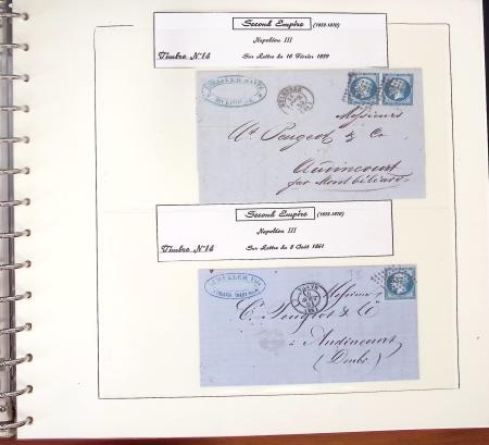 1849-1874, Deux albums présentant le timbre et la lettre