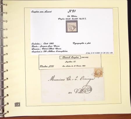 1849-1874, Deux albums présentant le timbre et la lettre