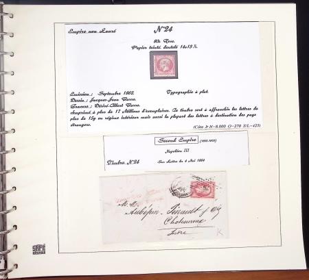 1849-1874, Deux albums présentant le timbre et la lettre