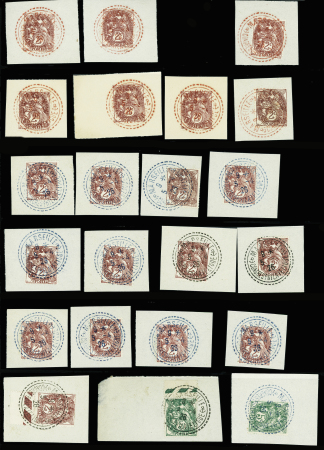 1900, Petite étude d'oblitérations cachet perlé sur