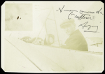 Carte photo d'Anzani (mécanicien de Blériot) avec signature autographe. Peu courant