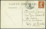 CP "L'aviateur Aubrun sur monoplan Blériot avec signature "Reims 29 septembre 1911. E.Aubrun". TB