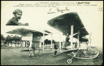 CP "Grande semaine d'aviation (aout 1909), double monoplan "Breguet" avec signature de Louis Breguet. TB
