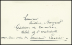 N°137 + vignette Caen aviation OBL Aubervilliers (25.8.10) sur carte postale avec signature de Burgeat, pilote de l'Antoinette. TB