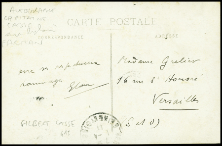 N°138 OBL Mourmelon le Grand Marne (31.3.11) sur CP photo : le capitaine Casse sur biplan Farman avec signature "G.Casse". TB