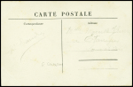 CP représentant Gaston Caudron et son biplan avec signature "Caudron". TB
