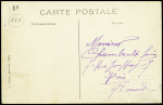 N°138 OBL Paris (1913) sur carte postale représentant un hydroaeroplane Sanchez Besa avec signature de l'aviateur Chambenois. TB