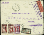 10.6.29 Beyrouth - Marignane, lettre avec cachet rect violet "premier vol aéropostal Beyrouth + Marseille" (M6 Liban) avec signature du pilote Corouge