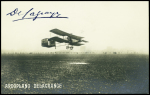 Carte postale photo "Aeroplano Delagrange" avec signature de Delagrange à Turin en 1909 peu avant son accident mortel à Bordeaux le 4 janvier 1910
