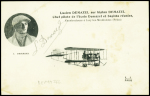 Carte postale "Lucien Demazel sur biplan Demazel avec signature au crayon. TB