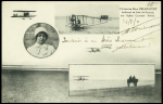 CP "L'aviatrice Mme Driancourt" (23.8.11) avec texte manuscrit "souvenir à un très charmant collectionneur" et signature. TB