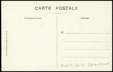 CP "L'aviatrice Mme Driancourt" (23.8.11) avec texte manuscrit "souvenir à un très charmant collectionneur" et signature. TB