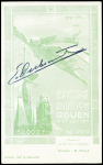 Carte postale vert clair du meeting de Rouen (affiche 2e prix de G.Villa) avec signature "E.Dubonnet". TB