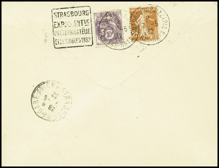 N°235 OBL Strasbourg (7.5.321) sur entier env. 50c Semeuse lignée avec pseudo Daguin de l'expo d'aérophilatélie et signature de Durmon (Muller n°302)