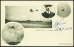 Carte postale "l'aviateur Duval sur son biplan Caudron frères" avec signature de Duval (1911). TB