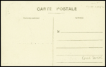 Carte postale "l'aviateur Duval sur son biplan Caudron frères" avec signature de Duval (1911). TB