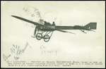 N°137 OBL Pau (22.1.1912) sur carte postale "Prévost sur monoplan Deperdussin" avec signature de l'aviateur "De Francq". TB