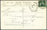 N°137 OBL Pau (22.1.1912) sur carte postale "Prévost sur monoplan Deperdussin" avec signature de l'aviateur "De Francq". TB