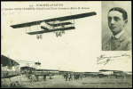 Carte postale "Etampes aviation - l'aviateur Gouguenheim, chef pilote de l'Ecole Farman sur biplan H.Farman avec signature au verso. TB