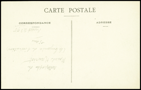 Carte postale "Grande semaine d'aviation Rouen 19-26 juin 1910" (affiche de M. de Linières) avec signature de Marcel Hanriot. TB