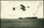 Carte postale : aérodrome du Camp de Chalons - biplan Henry Farman piloté par M.Maurice Herbster avec signature de Herbster. TB