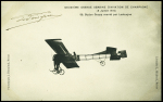 CP : deuxième grande semaine d'aviation de Champagne (8 juillet 1910) biplan Goupy monté par Ladougne, avec signature. TB