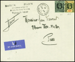 Maurice n°148 + 150 OBL CAD "Général post office Mauritius" (20.1.37) sur lettre pour Paris avec griffe noire