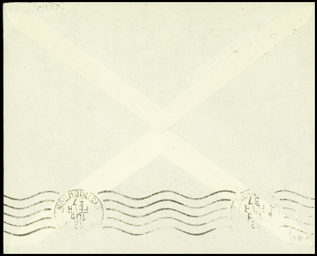 Maurice n°148 + 150 OBL CAD "Général post office Mauritius" (20.1.37) sur lettre pour Paris avec griffe noire