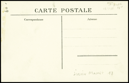 Carte postale "portrait du célèbre aviateur Mamet" avec signature "J.Mamet". TB