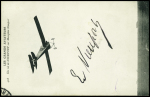 N°137 OBL Suresnes (1910) sur carte postale verticale "Les grands aviateurs - un vol de Nieuport sur monoplan Nieuport" avec signature "Ed. Nieuport"