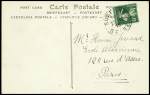 N°137 OBL Suresnes (1910) sur carte postale verticale "Les grands aviateurs - un vol de Nieuport sur monoplan Nieuport" avec signature "Ed. Nieuport"