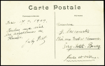 Carte postale "On applaudit Paulhan battant le record du monde pour la durée et la distance" avec cachet rect violet