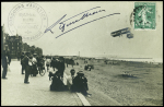 N°137 OBL Dunkerque (20.8.09) sur carte postale avec cachet violet "Concours d'aviation Dunkerque - Malo les Bains - Rosendaël" et signature de L. Pauhan