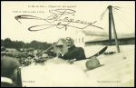 Carte postale "Le roi de l'air - Pégoud sur son appareil" avec signature au tampon "A.Pegoud". Rare et TB