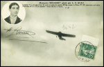 N°137 OBL Vincennes (1913) sur carte postale "monoplan Nieuport piloté par LF Ruau" avec signature "F.Ruau". TB