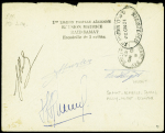 30.11.33 Réunion - Maurice (M3) sur lettre recommandée avec au verso griffe noire "1ere liaison postale aérienne Réunion Maurice raid Samat escadrille de 3 avions"