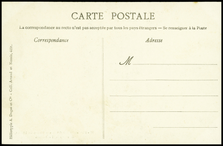 Carte postale "Nantes aviation 14-21 aout 1910 - l'aviateur Simon et son monoplan Blériot" (n°77) avec signature de René Simon. TB