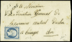 N°10 OBL PC 126 + cursive "17 Argent" Cher sur lettre, signé Baudot et Calves. TB
