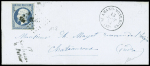 N°10 OBL PC + cursive "17 Saulzais le Potier" + T16 "St Amand Montrond (17)" Cher (1853) sur lettre, signé Calves. TB