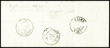 N°14 OBL PC 1776 + cursive "53 Louppy" + T15 Stenay, Meuse (1854) sur lettre. TB