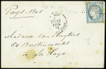 11 et 12 février 1871. 2 lettres de Paris pour les Pays-Bas censurées à Versailles dont l'une avec cachet rect bleu "Versailles Auswechsellung - stelle Verailles"