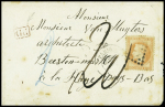11 et 12 février 1871. 2 lettres de Paris pour les Pays-Bas censurées à Versailles dont l'une avec cachet rect bleu "Versailles Auswechsellung - stelle Verailles"