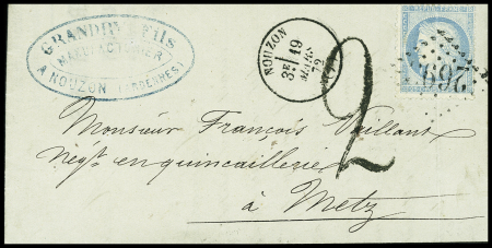 8 jolies lettres adressées à Metz (6) et Ars sur Moselle (2) avec taxes allemandes diverses (SPAL n°4-6-8). TB lot