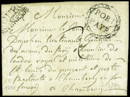 AIN MP "Bourg en Bresse" + "Port payé" orné (L n°5 - 1790), ind 31. RRR et TB