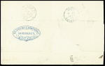 N°38, BDF + n°56 en paire OBL GC 532 + T17 Bordeaux (1873) sur lettre pour Veracruz (Mexique) avec "PP" rouge encadrée. TB