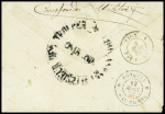 2 lettres dont 1 affr. 15c Cérès (CG n°22) OBL Corr d'Armées / HANOI 17/04/1879 + cachet rouge Indochine / Paq Fr Modane 03/06/79 signée Sinais