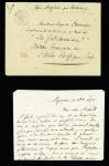 Lettre avec T17 "Montricoux (85)" Tarn-et-Garonne (1875) adressée à un enseigne de vaisseau de la Galissonnière à la station française de l'Océan Pacifique Sud